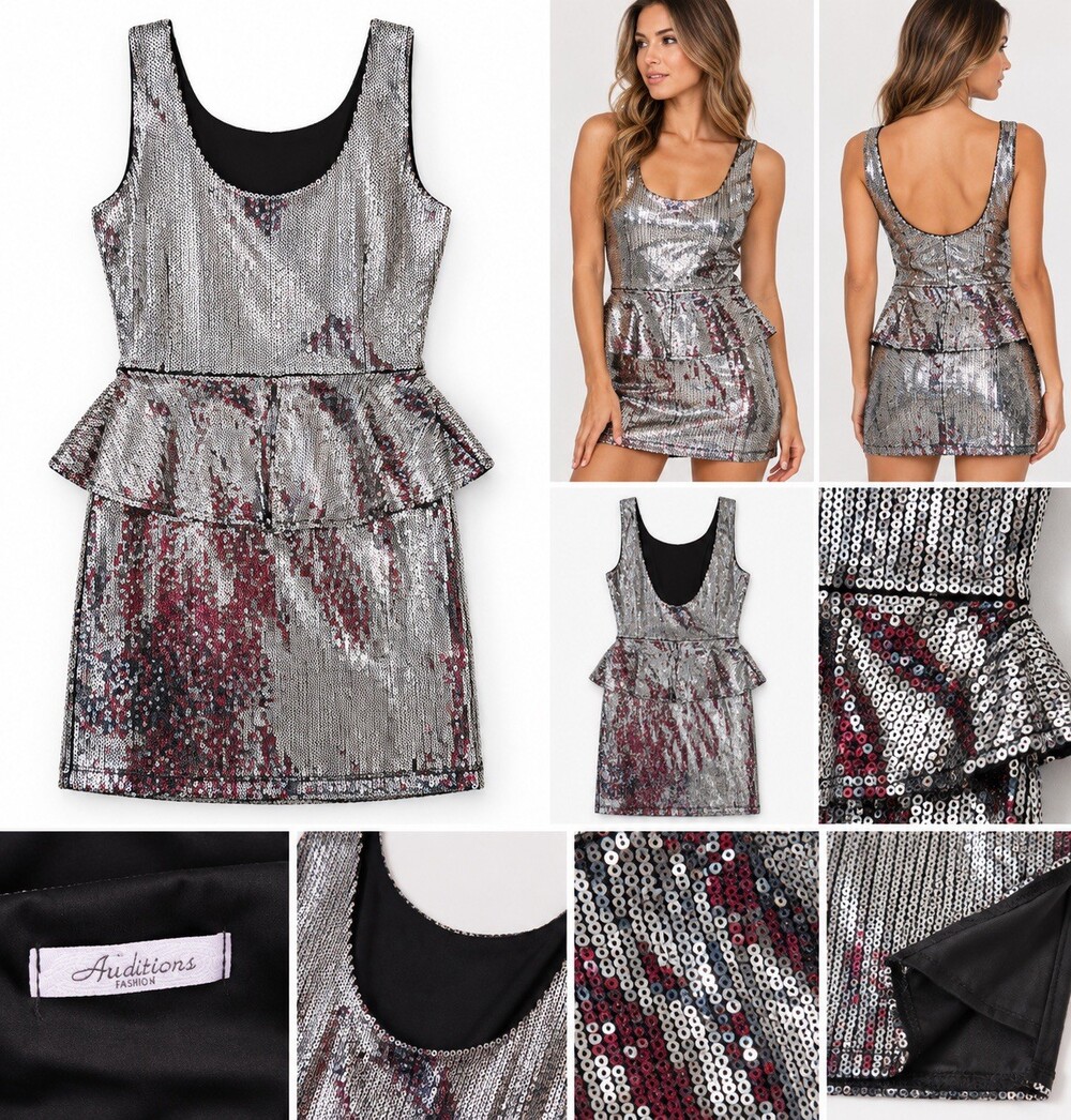 Silver Sequin Mini Dress Size Small/Medium